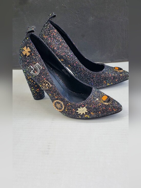 Cape Robbin Shoes - Cape Robbin Black Glitter Sparkel Pins Pointed Toe High Heels US Womens Size 11